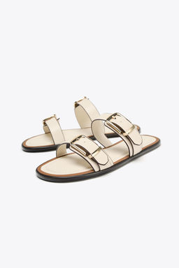 DOUBLE-STRAP BUCKLE SANDALS - Zara фото 8