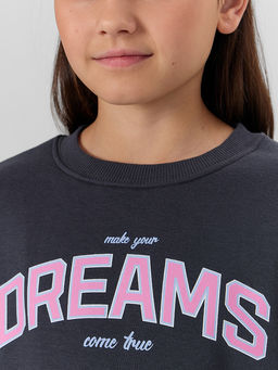 Джемпер для девочек серый с надписью Make your dreams... - Mark formelle фото 4