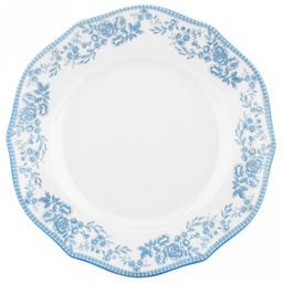 "Утренняя лазурь" Тарелка мелкая фарфоровая д267мм, h30мм, волнистый край, отводка, белый (Китай)