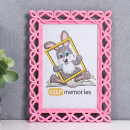 Фоторамка пластик L-7 10х15 см розовый (пластиковый экран)