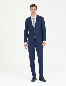 A__k Lacivert Ekstra Slim Fit Tak_m Elbise