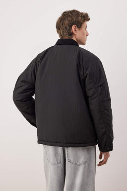 Siyah Regular Fit Kadife Yaka Erkek K?sl?k Mont TMNAW26MO00019 - Trendyolmilla фото 4