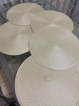 Салфетка для сервировки (мат на стол) 38см, круглая, кремовая, Y6-2545 (326273) /DANIKS/  фото 9