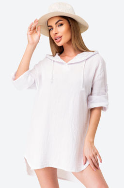 Женская хлопковая туника оверсайз из муслина Happy Fox  фото 7