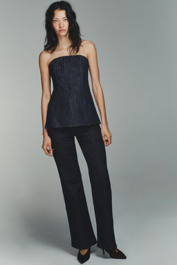 DENIM-EFFECT BUSTIER TOP - Zara фото 8