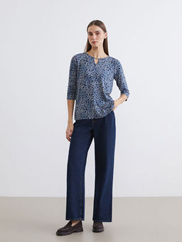 Bisiklet Yaka Desenli Bluz