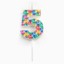Свеча в торт на шпажке Калейдоскоп, цифра 5, 7 см - Simaland фото 3