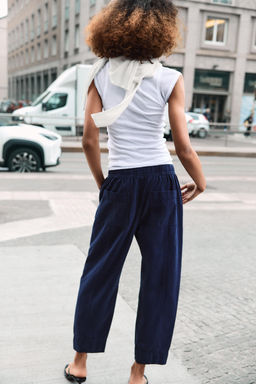 PANTAL?N CINTURA EL?STICA / Marino - Zara фото 6