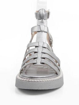 08-PEQ209-3 GREY/SILVER Босоножки женские (натуральная кожа)