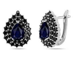 Серьги, сапфир корунд , шпинель нат., NKD-2206