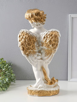 Фигура "Ангел с корзиной" белый, 47х25х23 см