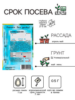 Цена за 5 шт. Семена Огурец "Пальчик", 0.5 г