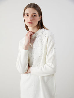 Bisiklet Yaka Ta?l? Kad?n Triko Tunik