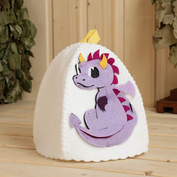 Шапка для бани детская с аппликацией Дракончик, лавандовый