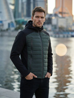 Куртка мужская гибридная стёганая с капюшоном с графеновой подкладкой черного цвета 9627_1Ch - Mtforce фото 76