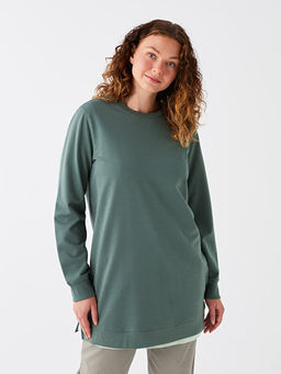 Bisiklet Yaka D?z Uzun Kollu Kad?n Sweatshirt Tunik - Waikiki фото 2