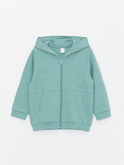 Kap??onlu Uzun Kollu Erkek Bebek Fermuarl? Sweatshirt