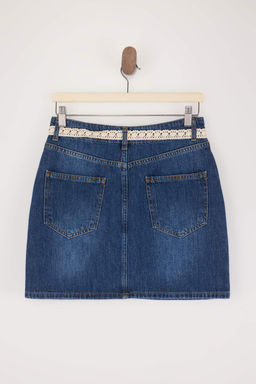 Teen Mavi Orta Bel Dantel Kemerli Mini Denim Etek TWOSS26ET00098 - Trendyolmilla фото 6