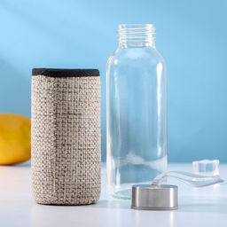 Бутылка для воды «Кантри», 300 мл, h=16.5 мл, в чехле, стекло, рисунок МИКС