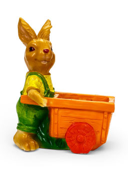 Декоративное кашпо для цветов «Заяц с тележкой», 330 мл, 13×18×17 см, полистоун, Greengo