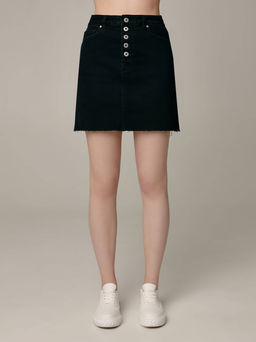 CONTE CON-612 Джинсовая юбка-mini на пуговицах с необработанным краем black black