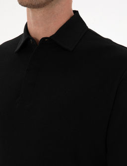 Siyah Regular Fit Ka_mir Kar___ml_ Polo Yaka Sweatshirt