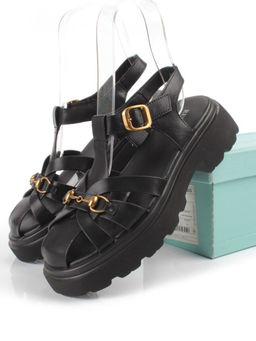 08-PEAG54-2 BLACK Босоножки женские (натуральная кожа)