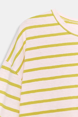 CAMISETA ALGOD?N Y LINO RAYAS / Rosa pastel - Zara фото 12