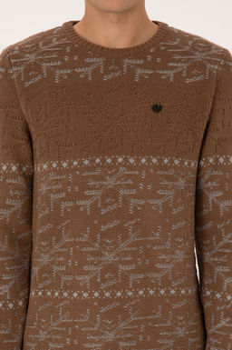 Erkek Comfort Fit Bisiklet Yaka Kahverengi Kazak - U.s. polo assn фото 6