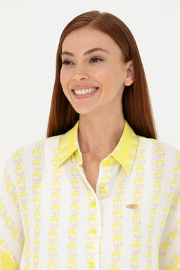 Женская неоново-желтая рубашка с длинным рукавом - U.s. polo assn фото 2