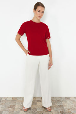 K?rm?z? Tas Aksesuar Detayl? Regular Kal?p Orme T-Shirt TWOSS24TS00070