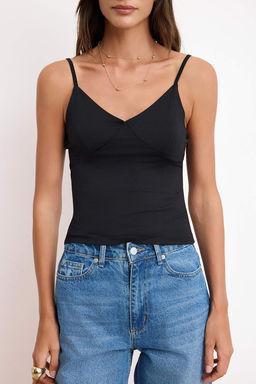 Siyah Fitted/Vucuda Oturan V Yaka Ince Ask?l? Kolsuz Poliamid Orme Atlet TWOSS26AL00022 - Trendyolmilla фото 3