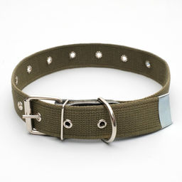 Ошейник брезентовый безразмерный однослойный, 72 х 3,5 см, ОШ 45-60 см, хаки