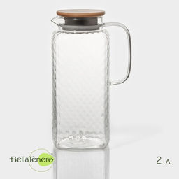 Кувшин для воды BellaTenero «Эко», 2 л, 10.5×25 см, с бамбуковой крышкой, стекло, прозрачный