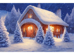 Алмазная мозаика 17*22см "Дом в снегу" 20цв. (НД-7607) полное заполнение, с подрамником