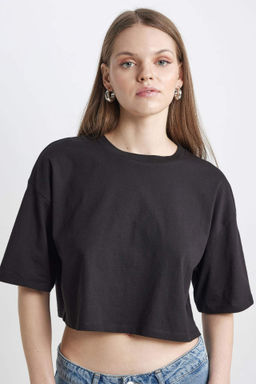 Coool Loose Fit Bisiklet Yaka Basic Duz K?sa Kollu Tisort - Defacto фото 2