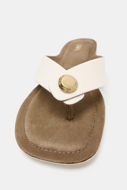 SANDALIA PLANA DETALLE MET?LICO / Blanco Crudo - Zara фото 5