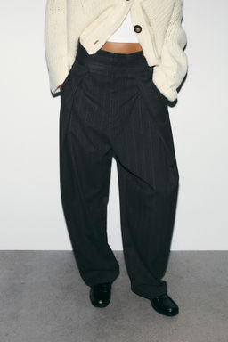 BALLOON STRIPED PLEATED TROUSERS - Zara фото 2