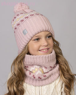 Q 155 D 155 Комплект для девочки флис (колпак+снуд) (52-54)