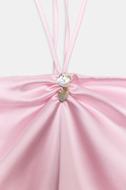 TOP SATINADO CUELLO HALTER / Rosa - Zara фото 7