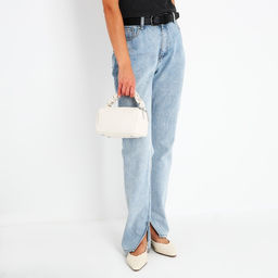 Сумка женская багет на молнии, 20×11×11 см, молочная