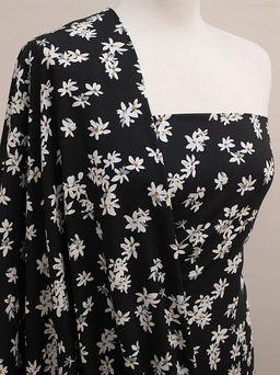 Штапель Жасминовые цветочки на черном, ш.1.45м, вискоза-100%, 100гр/м.кв - Купава фото 7