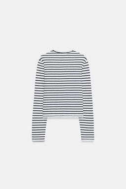 CAMISETA ALGOD?N 100% BOTONES / rayas - Zara фото 6