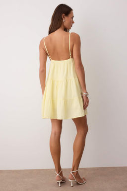 Sar? Duz Midi Dokuma Elbise TWOSS25EL00919 - Trendyolmilla фото 8