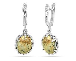 Серьги из серебра яшма песчаная, СПН4049