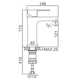 Смеситель для раковины Accoona A9690, однорычажный, с гайкой, нержавеющая сталь