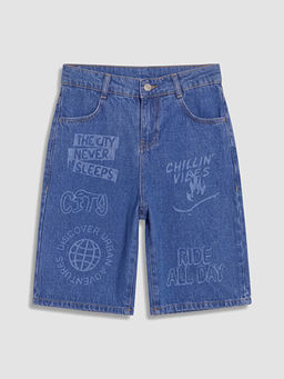 Bask?l? Erkek ?ocuk Jean Bermuda ?ort