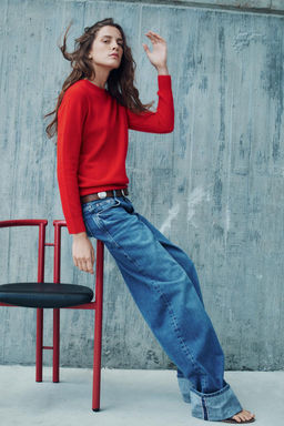 Z1975 SELVEDGE LOOSE WIDE-LEG MID-WAIST JEANS - Zara фото 12