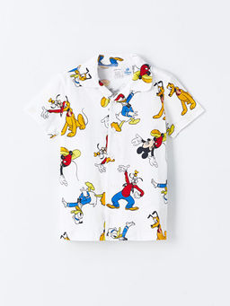 Polo Yaka K?sa Kollu Mickey Mouse Bask?l? Erkek Bebek Pijama Tak?m? - Waikiki фото 2