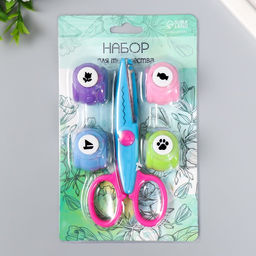 Набор для скрапбукинга «Средняя волна», ножницы фигурные 13.5 см+4 дырокола, d=1.2 см 11.2×18 см